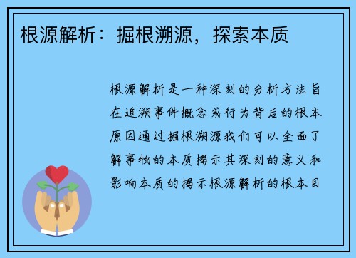 根源解析：掘根溯源，探索本质